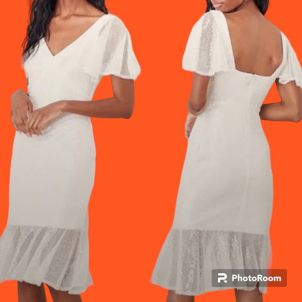 Lulu's Maximum Sparkle White Sequin Flutter Sleev… - image 3